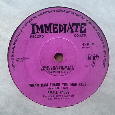 Small Faces   Afterglow Of Your Love / Wham Bam Thank You - Vinyl 7'' UK - VG+