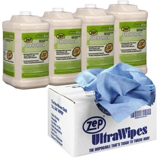 Zep Shell Shock Walnut-Based Pro Hand Cleaner and Zep Ultra Wipes Shop Towels