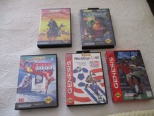 5 Sega Genesis Games - 3 CIB & 2 Box/Cart - Indy Jones; Flashback - Tested