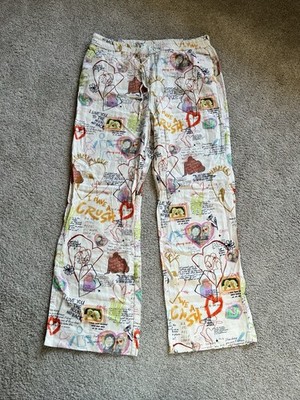 Maison d Amelie Pants Size L Linen Rayon Blend Summer Love Beach Cruise Artwear