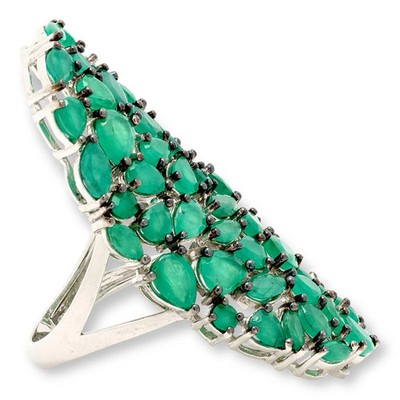 Colleen Lopez Sterlingsilber 8,3 kt Smaragd Cluster-Ring, Größe 10