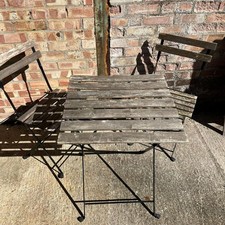 IKEA Wooden Folding Garden Table & 2 Chairs Bistro Set Rustic