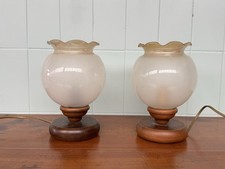 Coppia Abat-jour Anni 70 Lampade Vintage In Legno E Vetro