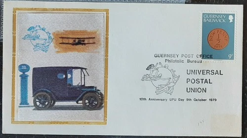 z(GGY-264) GUERNSEY 1979 FDC Colorano "silk" Cover 10th anniversary of UPU Day