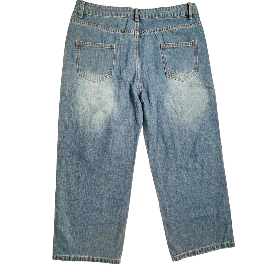 Rainbow Patch Blue Jeans Trendy Large - Image 3 of 4