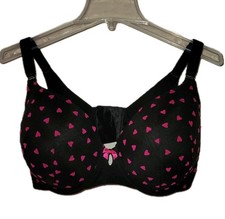 Torrid T-Shirt Bra Size 40DDD Pink Hearts Padded Underwire Back Smoothing EUC