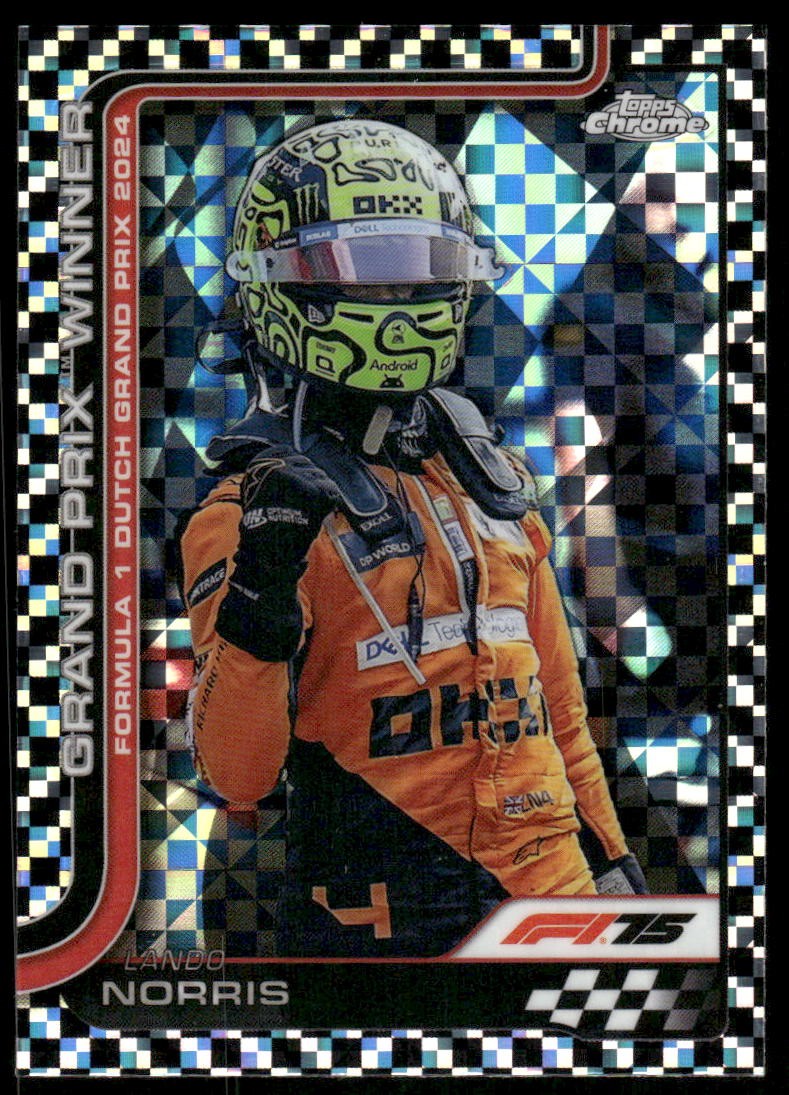 Lando Norris #107 Racing Cards 2025 Topps Chrome Formula 1 trading card — raw and PSA graded price guide