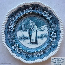 Antique 1899 W T Copeland & Sons SPODE'S TOWER Pilgrim Couple 10⅝" Dinner Plate
