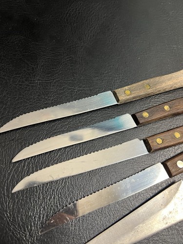 6 VTG Japanese Knife Set Steak Knives Stainless Steel w/Wooden Handles - Picture 13 of 15