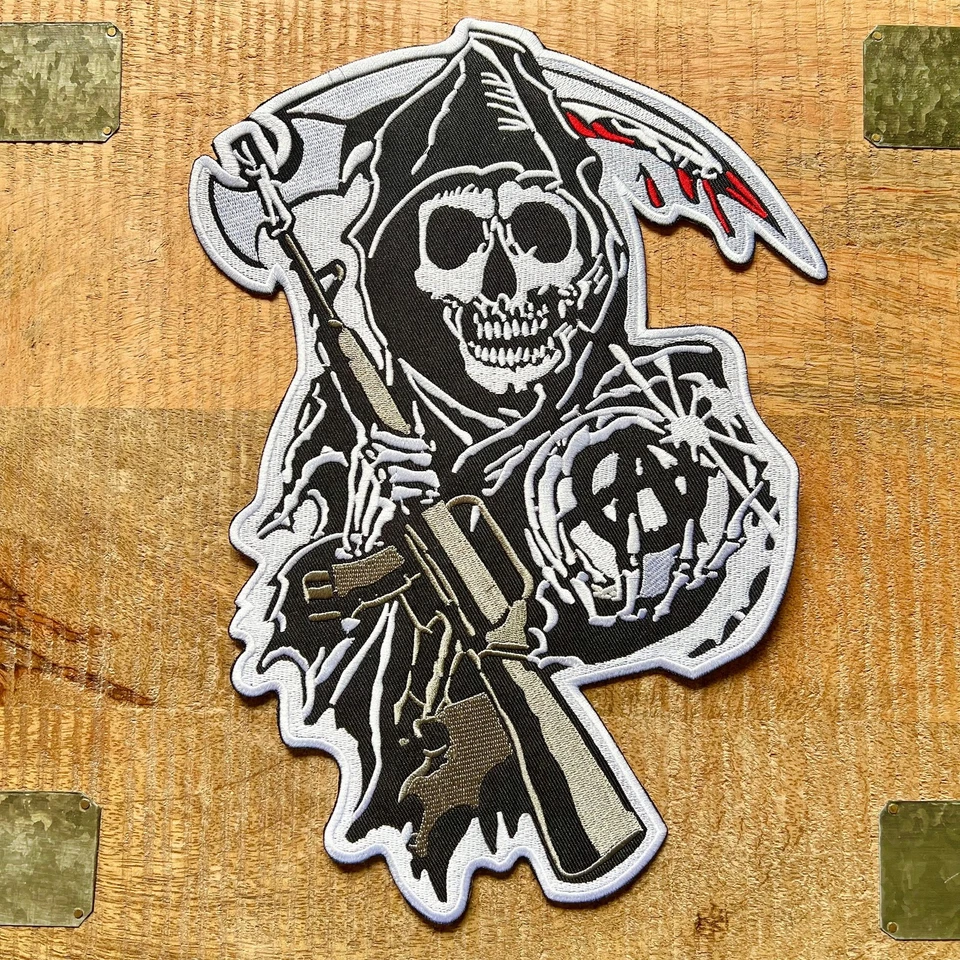 Sons Of Anarchy Jax Teller Leather Vest Embroidered Patches Set Iron On Sew - Image 2 of 4