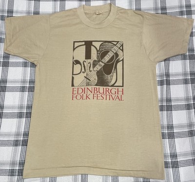 Vintage Edinburgh Folk Festival T-shirt Size Large Screen Stars