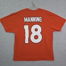 Denver Broncos 18 PEYTON MANNING T-SHIRT Orange Sz XL NFL Tee Majestic