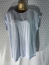 Womens White Stuff Uk 14 Baby Blue Cap Sleeve Crew Neck Casual Jersey T-shirt
