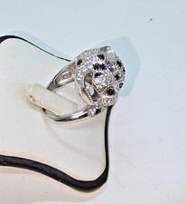 925/-Silber- Damenring mit einem Pantherkopf und unzähligen Steinen besetzt 2702