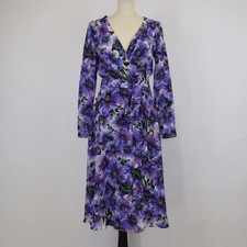 Dolce & Gabbana Purple Silk Anemone Print Belted Midi Dress