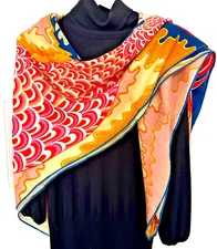 51"x51"Horse Print 60%Wool 40%Silk Thin Scarf Shawl 130x130cm4-10