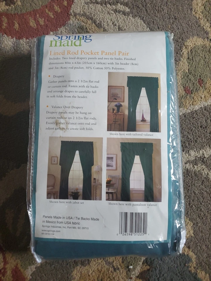 Spring Maid Lined Rod Pocket Panel Pair Drapery 80"x63" NEW - Image 2 of 3
