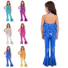 Girls Jumpsuit Sparkling Romper Ballet Bodysuit Dance Costume Wedding Gowns