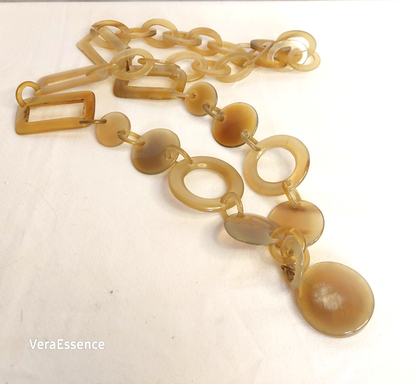 Large Tortoise Acrylic Link Statement Necklace Be… - image 7