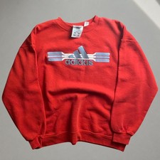 Vintage Y2K 90s Made In USA Adidas Red Sweatshirt Womens - Tagged Large!