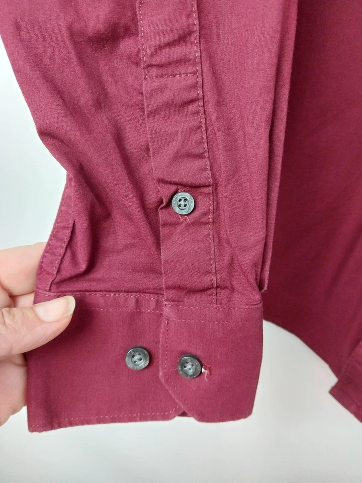 ATTENTION MEN'S STRETCH FIT LONG SLEEVE BUTTON UP DRESS SHIRT SIZE LG BURGUNDY - Image 2 of 4