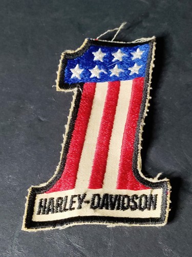 Vintage 1970s Harley-Davidson #1 Stars & Stripes Embroidered Biker Patch