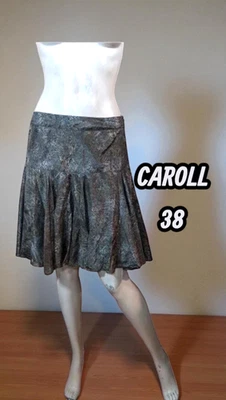 Caroll Taille 38 Superbe jupe doublée en soie ton kaki gris - Photo 1/3