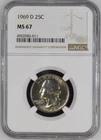 1969-D  25C Washington Quarter Dollar NGC MS67   4502082-011