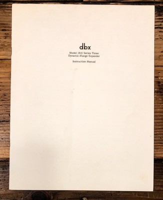 DBX Model 1BX Series III / 3 Range Expander Owners / User Manual *Original*