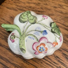 Herend Floral Gold Trim Deep Leaf Nappy Dish Sugar Bowl Trinket #680