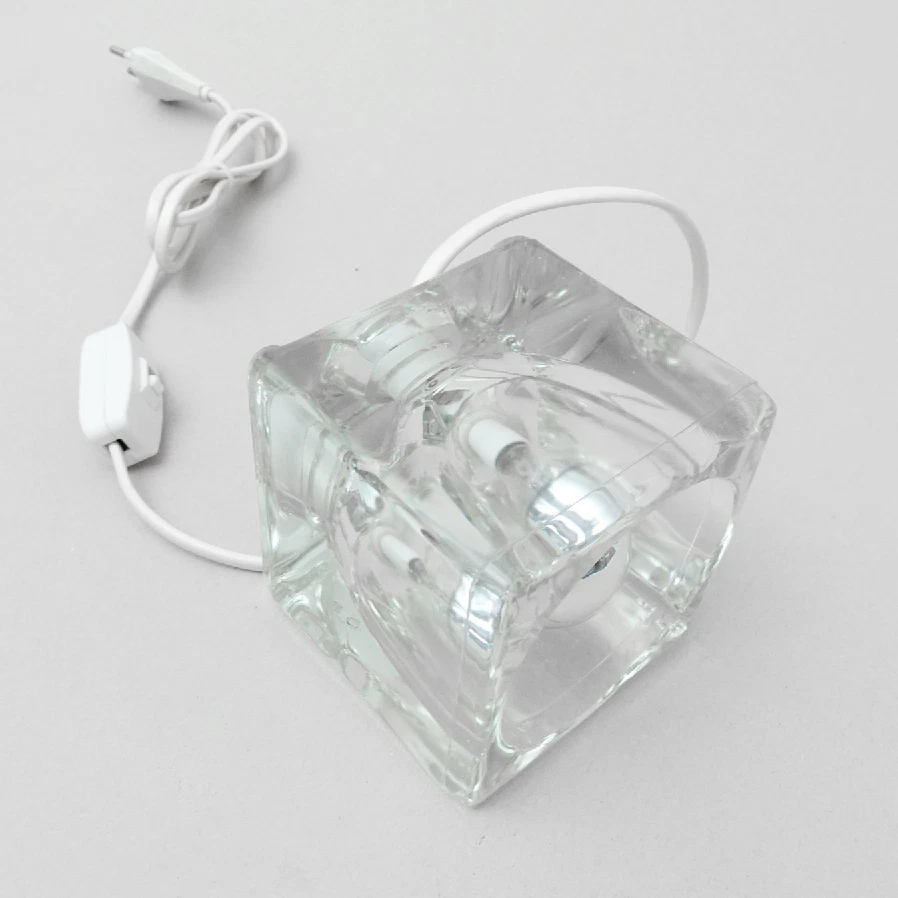 Peil & Putzler Lampe, Kubus Ice Cube Würfel Leuchte Glas Tischllampe 70er Jahre - Bild 3 von 4