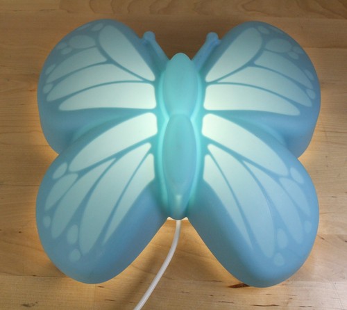 IKEA UPPLYST Butterfly Blue Wall Light Night Lite Hanging w/Power Adapter Tested