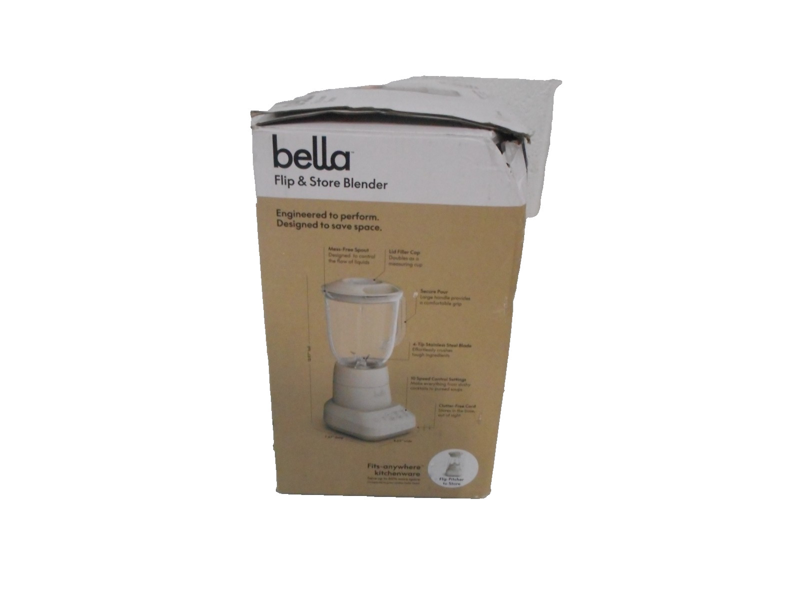 Bella - Fits-anywhere Kitchenware: Flip & Store 48-oz. Blender, 450W & 10 Spe...