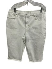 Gloria Vanderbilt Amanda 16 White Slimming Panel Stretch Denim Capri Clean Girl