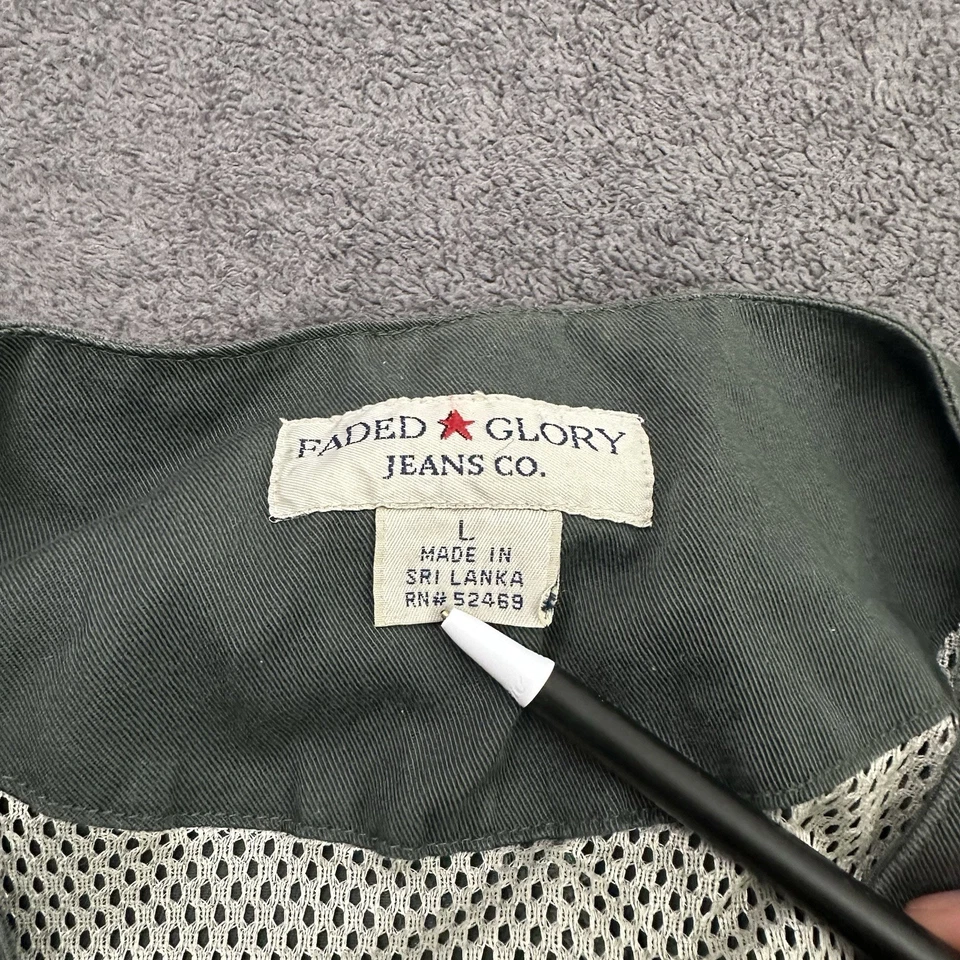 Chaleco de Pesca Fotografía Safari Gloria Desteñido Para Hombres L Verde Caqui Cremallera Completa Forrado Foto 4 de 4