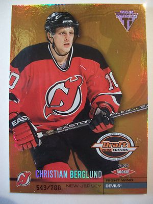 2001-02 TITANIUM DRAFT DAY EDITION CHRISTIAN BERGLUND # 145 DEVILS