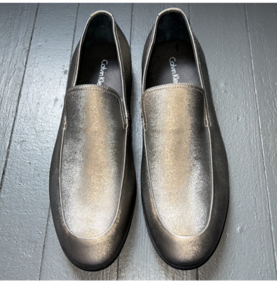 Calvin Klein Bronze Smoke Embossed Leather Loafers, Nicco US Men Size 11.5 M