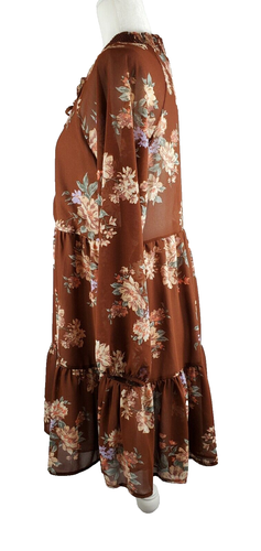 American Eagle Long Sleeve Floral Tiered Dress Size Medium Made In Italy New - Picture 8 of 11