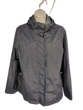 Womens Izod Perform X Grey Zip Casual Fleece Lined Warm Raincoat Jacket Medium M