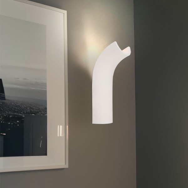 Wohnzimmerlampe Wandleuchte Treppenhausleuchte Led Flurlampe Gips Gebogen Weiß-image