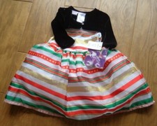 BLUEBERI BOULEVARD girl NWT sz 18M red/gold/green/white dressy dress w/cardigan 