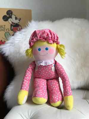POUPÉE DOUDOU TISSU Rose Puffalump Coeurs Vintage Playskool EUR 38,00 - FR