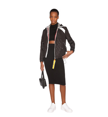 $760 MCM Women's Monogram Logo Black Nylon Anorak Jacket sz L MFJ9SMM75BK