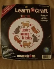 Dimensions 6" Round Among Friends Counted Cross Stitch 72663 NIP