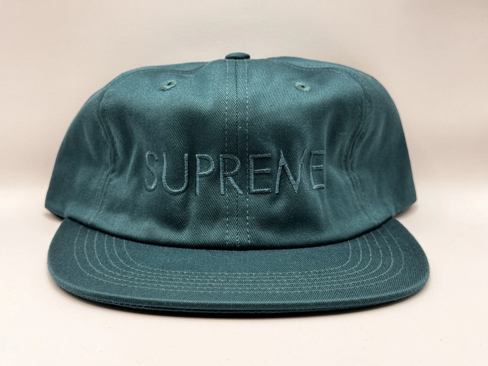 SUPREME FW15 TONAL 6 PANNEAUX SARCELLE CHAPEAU BOÎTE LOGO NEUF AVEC ÉTIQUETTES JORDAN KOBE DUNK
