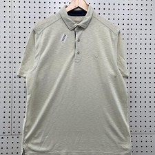 Tommy Bahama Polo COllared Shirt Mens Medium Beige Short Sleeve Casual 21.5x28