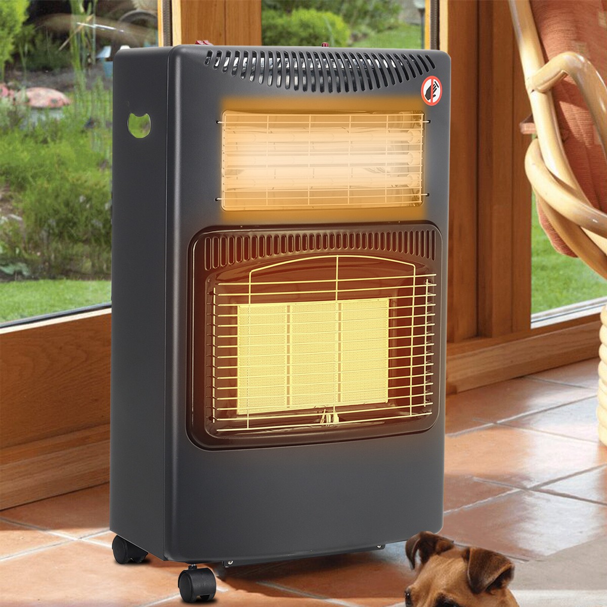 Portable Indoor Patio Heater Butane Calor Gas Cabinet Fire With Regulator u0026  Hose | eBay