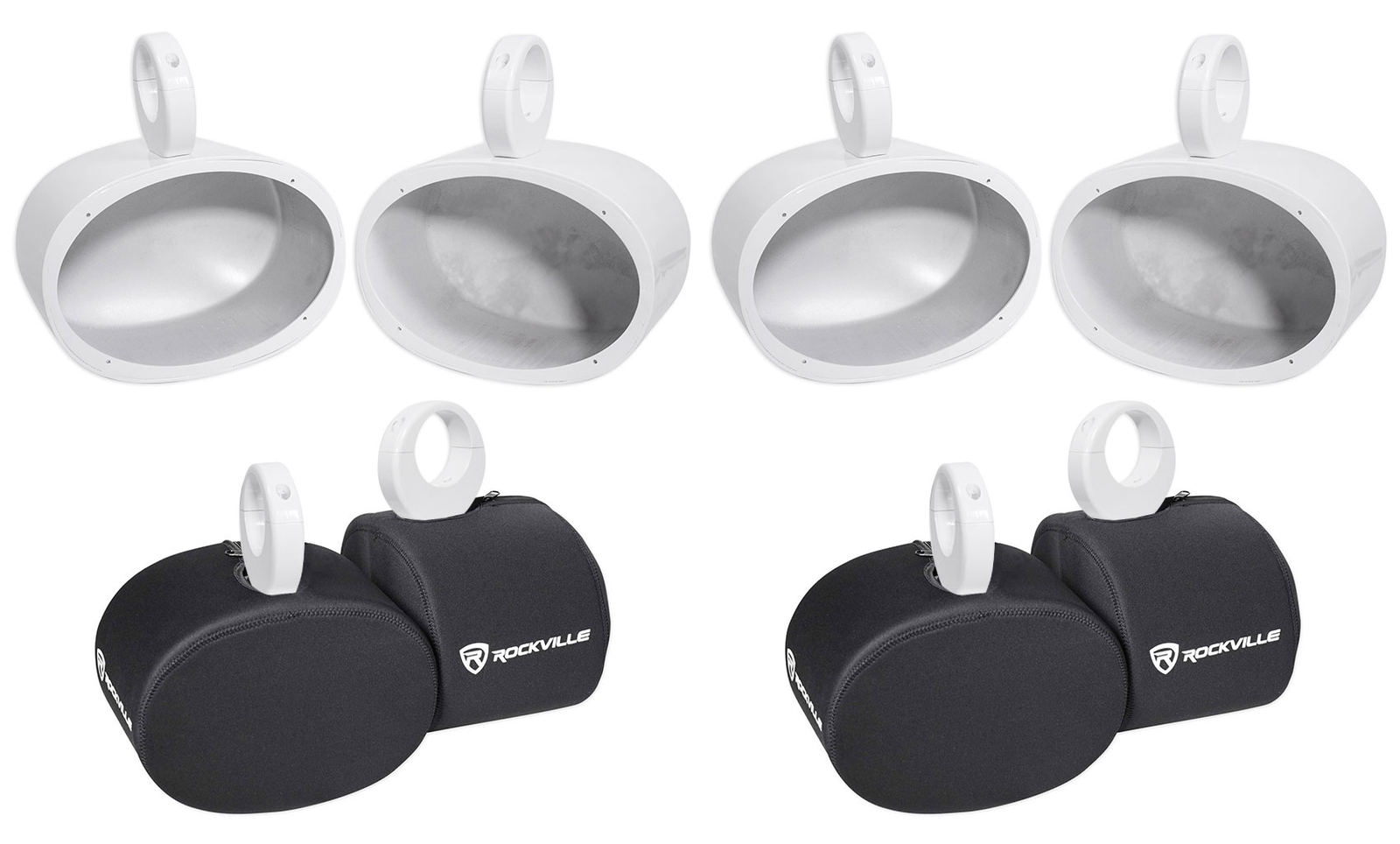 4 Корпуса динамиков Rockville MAC69W 6x9 из белого алюминия для вейкбординга чехлы
