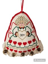 Needlepoint Christmas Ornament Angel Joy Bells Hearts