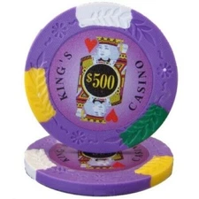 50 Purple $500 Kings Casino Poker Chips - Buy 2, Get 1 Free - Mix & Match!